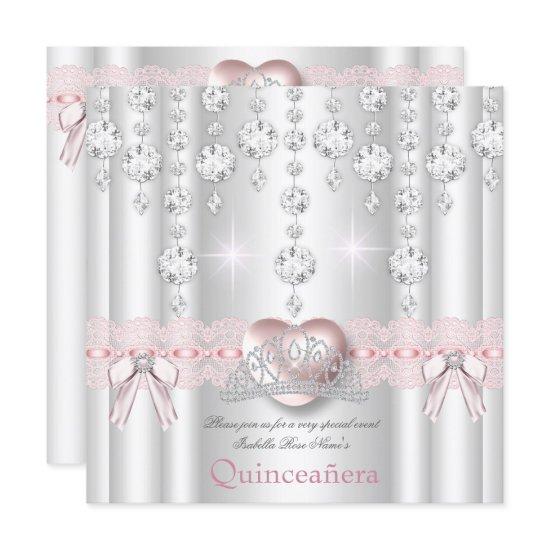 Quinceanera 15th Pink Silver Heart Diamonds 2