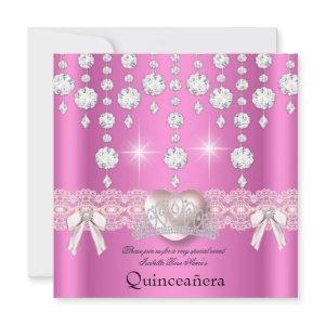 Quinceanera 15th Pink Silver Heart Diamonds 3