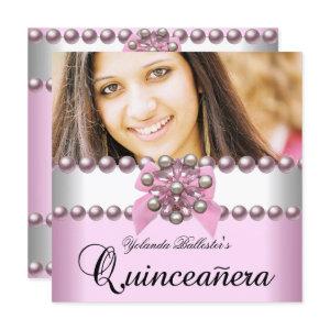 Quinceanera 15th Pink White Pink Pearl Bow Photo