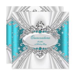Quinceanera 15th Princess Teal Tiara Diamonds