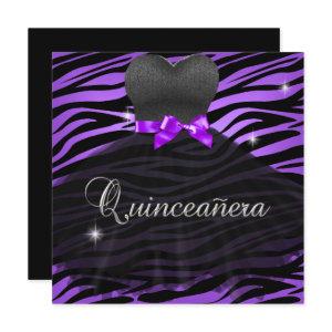 Quinceanera 15th Purple Black Zebra Dress