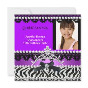 Quinceanera 15th Purple Black Zebra Pearl Tiara