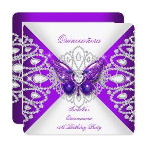 Quinceanera 15th Purple Butterfly Tiara Party 2
