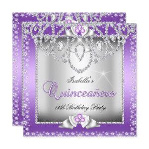 Quinceanera 15th Purple Silver Diamond Tiara