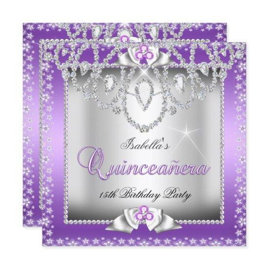 Quinceanera 15th Purple Silver Diamond Tiara
