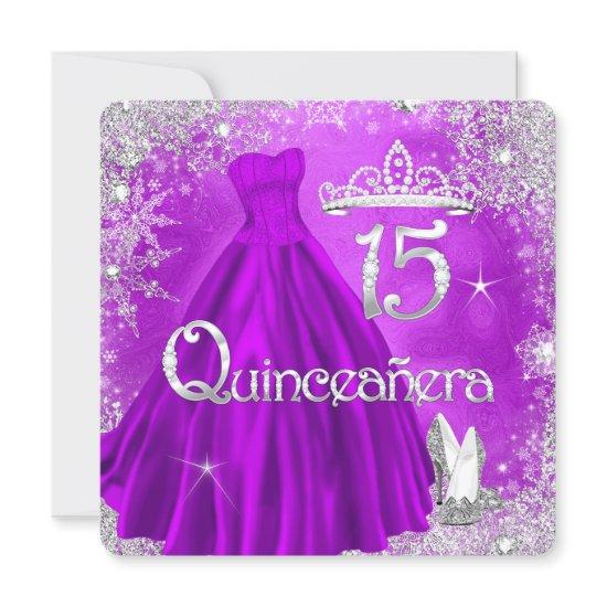 Quinceanera 15th Purple Silver Snowflakes Party 2