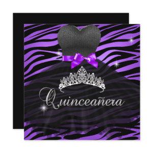 Quinceanera 15th Purple Tiara Zebra Dress