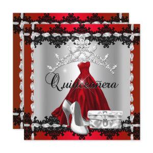 Quinceanera 15th Red Black Silver Diamond Tiara