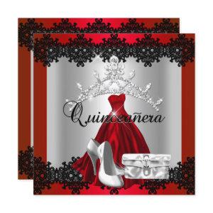 Quinceanera 15th Red Black Silver Diamond Tiara