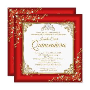 Quinceanera 15th Red Gold White Pearl Tiara Photo