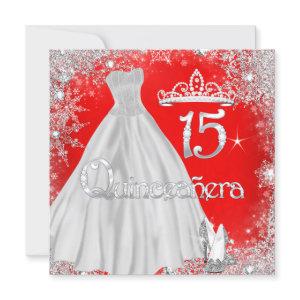 Quinceanera 15th Red Silver Snowflakes Party