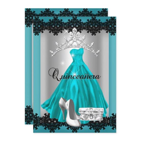 Quinceanera 15th Teal Black Silver Diamond Tiara