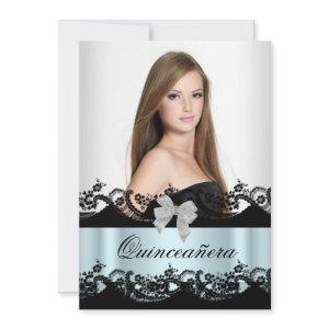 Quinceanera 15th Teal Black White Lace Photo