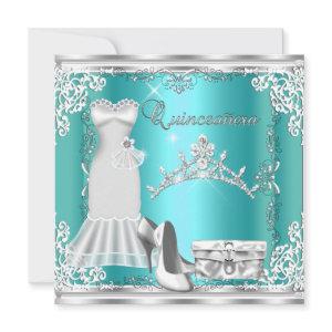 Quinceanera 15th Teal Blue Silver Diamond Tiara