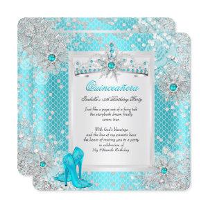 Quinceanera 15th Teal Blue Winter Wonderland
