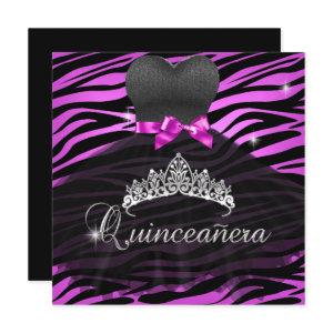 Quinceanera 15th Tiara Hot Pink Black Zebra Dress