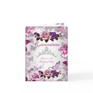 Quinceanera 15th Tiara White Pink Purple Rose
