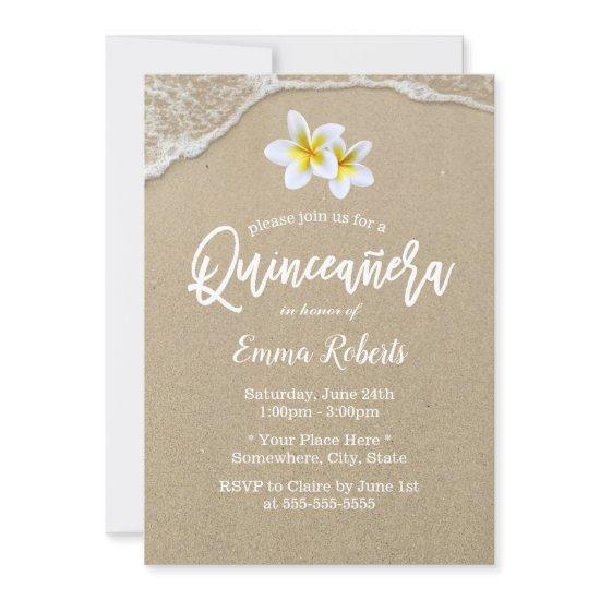Quinceanera 15th Tropical Floral Beach Birthday