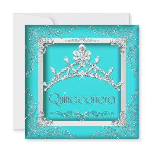 Quinceanera 15th Turquoise Silver Tiara 15 Party
