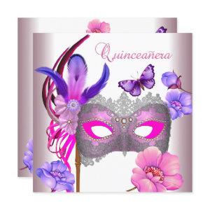 Quinceanera 15th White Pink  Purple Mask