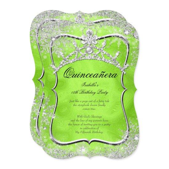 Quinceanera 15th Winter Wonderland Lime Green