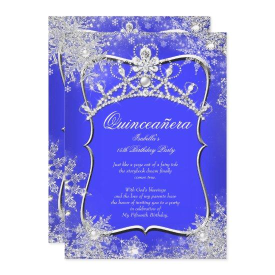 Quinceanera 15th Winter Wonderland Royal Blue