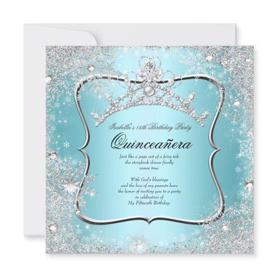 Quinceanera 15th Winter Wonderland Silver Blue
