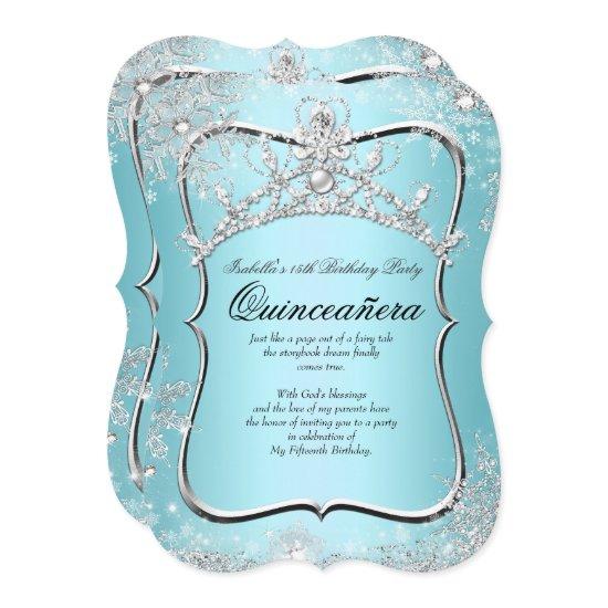 Quinceanera 15th Winter Wonderland Silver Blue