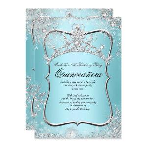 Quinceanera 15th Winter Wonderland Silver Blue