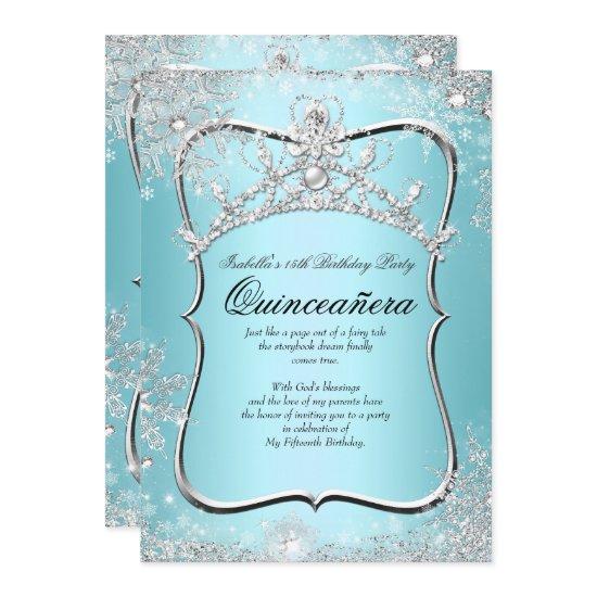 Quinceanera 15th Winter Wonderland Silver Blue
