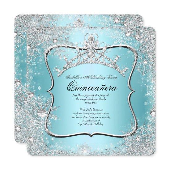 Quinceanera 15th Winter Wonderland Silver Blue