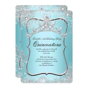 Quinceanera 15th Winter Wonderland Silver Blue