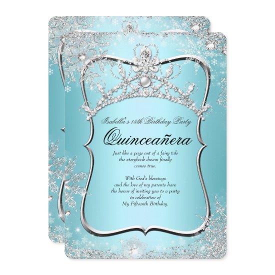 Quinceanera 15th Winter Wonderland Silver Blue