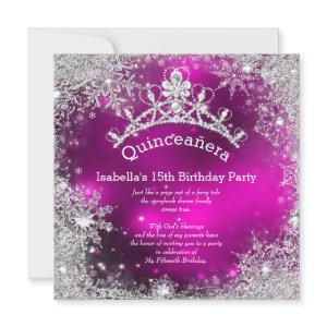 Quinceanera 15th Winter Wonderland Silver Pink