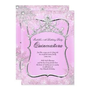 Quinceanera 15th Winter Wonderland Silver Pink
