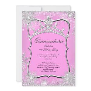 Quinceanera 15th Winter Wonderland Silver Pink