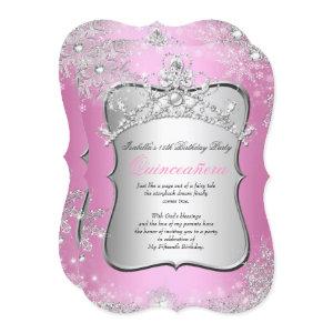 Quinceanera 15th Winter Wonderland Silver Pink
