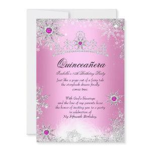 Quinceanera 15th Winter Wonderland Silver Pink