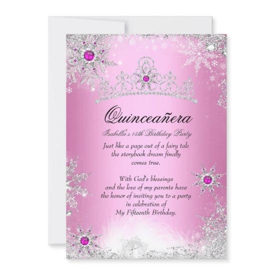 Quinceanera 15th Winter Wonderland Silver Pink