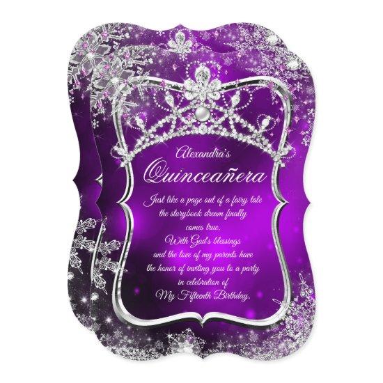 Quinceanera 15th Winter Wonderland Silver Purple