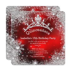 Quinceanera 15th Winter Wonderland Silver Red