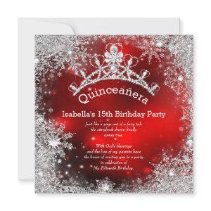Quinceanera 15th Winter Wonderland Silver Red