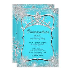Quinceanera 15th Winter Wonderland Silver Teal