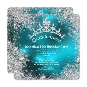 Quinceanera 15th Winter Wonderland Silver Teal