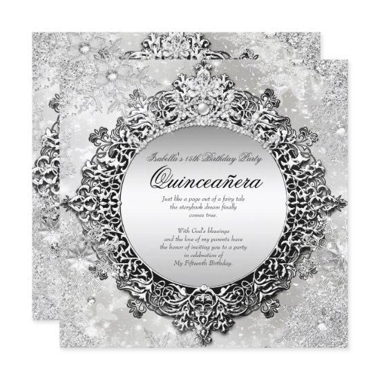 Quinceanera 15th Winter Wonderland Silver White
