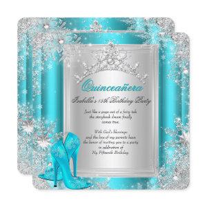 Quinceanera 15th Winter Wonderland Teal Aqua