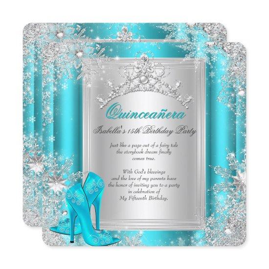 Quinceanera 15th Winter Wonderland Teal Aqua