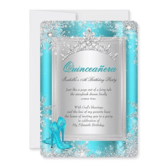Quinceanera 15th Winter Wonderland Teal Aqua