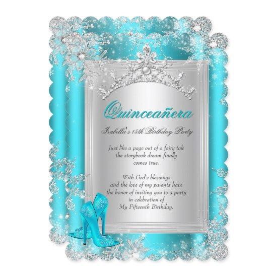 Quinceanera 15th Winter Wonderland Teal Aqua