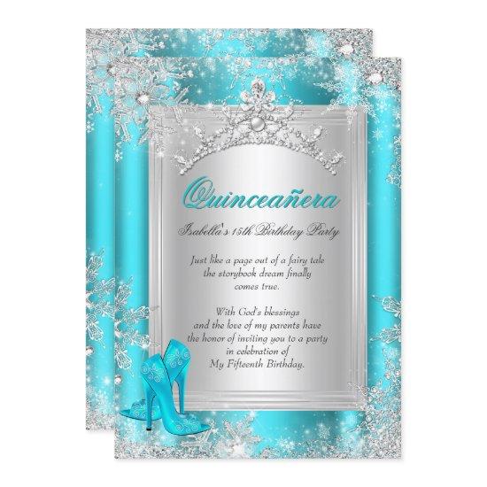 Quinceanera 15th Winter Wonderland Teal Aqua